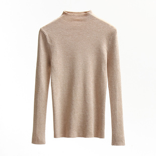 2025秋冬新款半高领毛衣女修身黑白色上衣长袖中领内搭打底针织衫