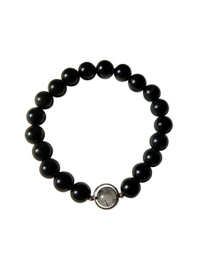 黑曜石水晶礼物纯银情人节手串