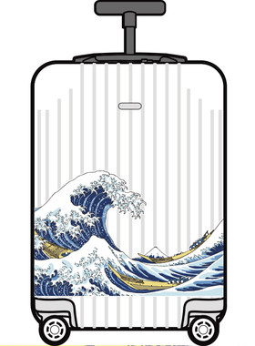 浮世绘神奈川冲浪里行李箱贴纸