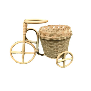 竹编创意三轮车果篓酒店餐厅菜盘子竹筐竹篓果盘果篮茶点盘餐盘