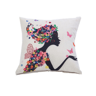卡通亚麻风格床头靠枕汽车靠垫沙发靠背抱枕套不含芯40x40cm60x60
