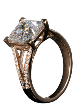 美国莫桑石时尚个性风18k金女戒