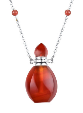 红玛瑙精油香薰珠宝火焰银项链