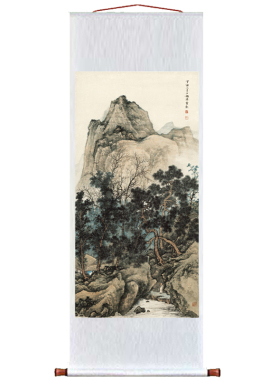 陈少梅 山水图 仿古画复制卷轴山水画名人字画玄关书房茶楼装饰画