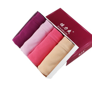 女士内裤纯棉短裤印花全棉高腰三角裤大码印花裤头4条礼盒装包邮