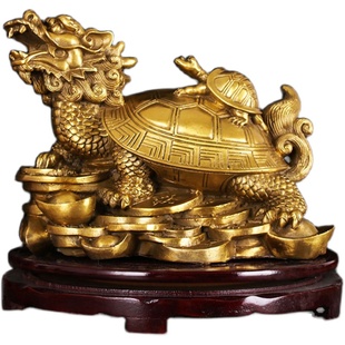 全铜龙龟摆件黄铜八卦金钱龟小母子龟龙头龟玄武办公室家居工艺品