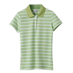 高端横条纹显瘦女POLO衫纯棉短袖t恤翻领新奇鼠服饰有领休闲运动T