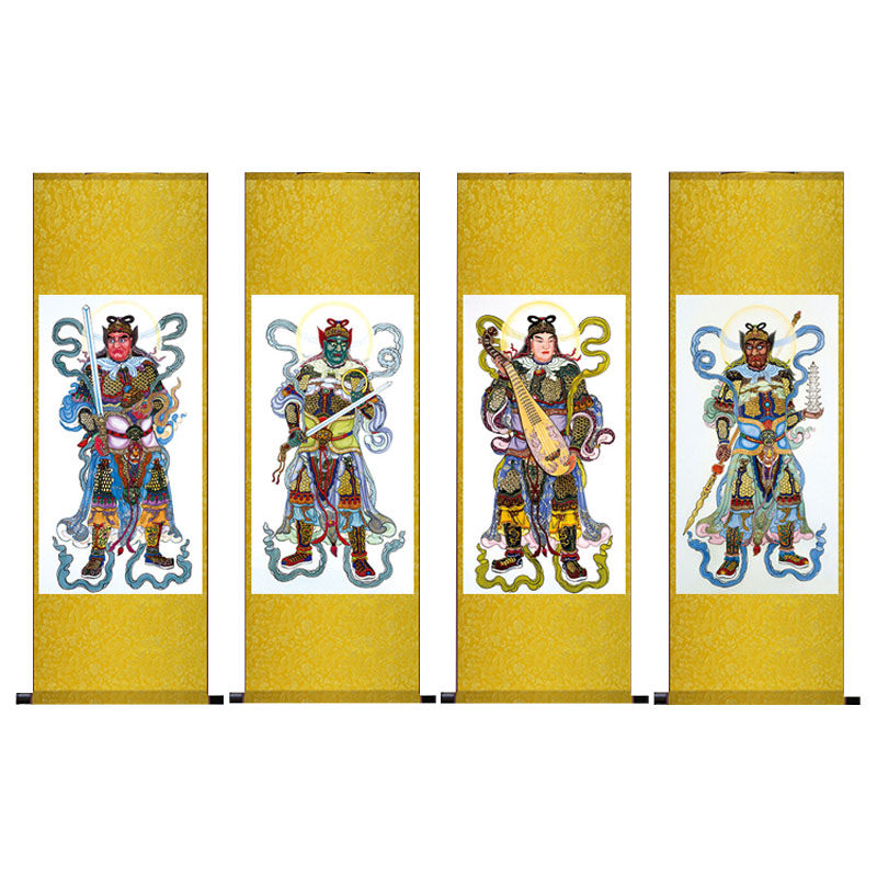 四大天王国画字画卷轴画风水字画传统文化挂画可定制