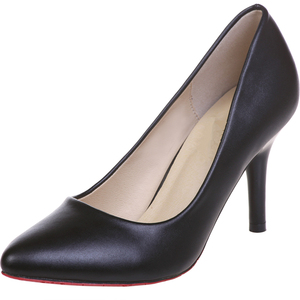 芊彩虹新款黑色尖头单鞋女白色高跟鞋细跟小码中跟职业工作大码