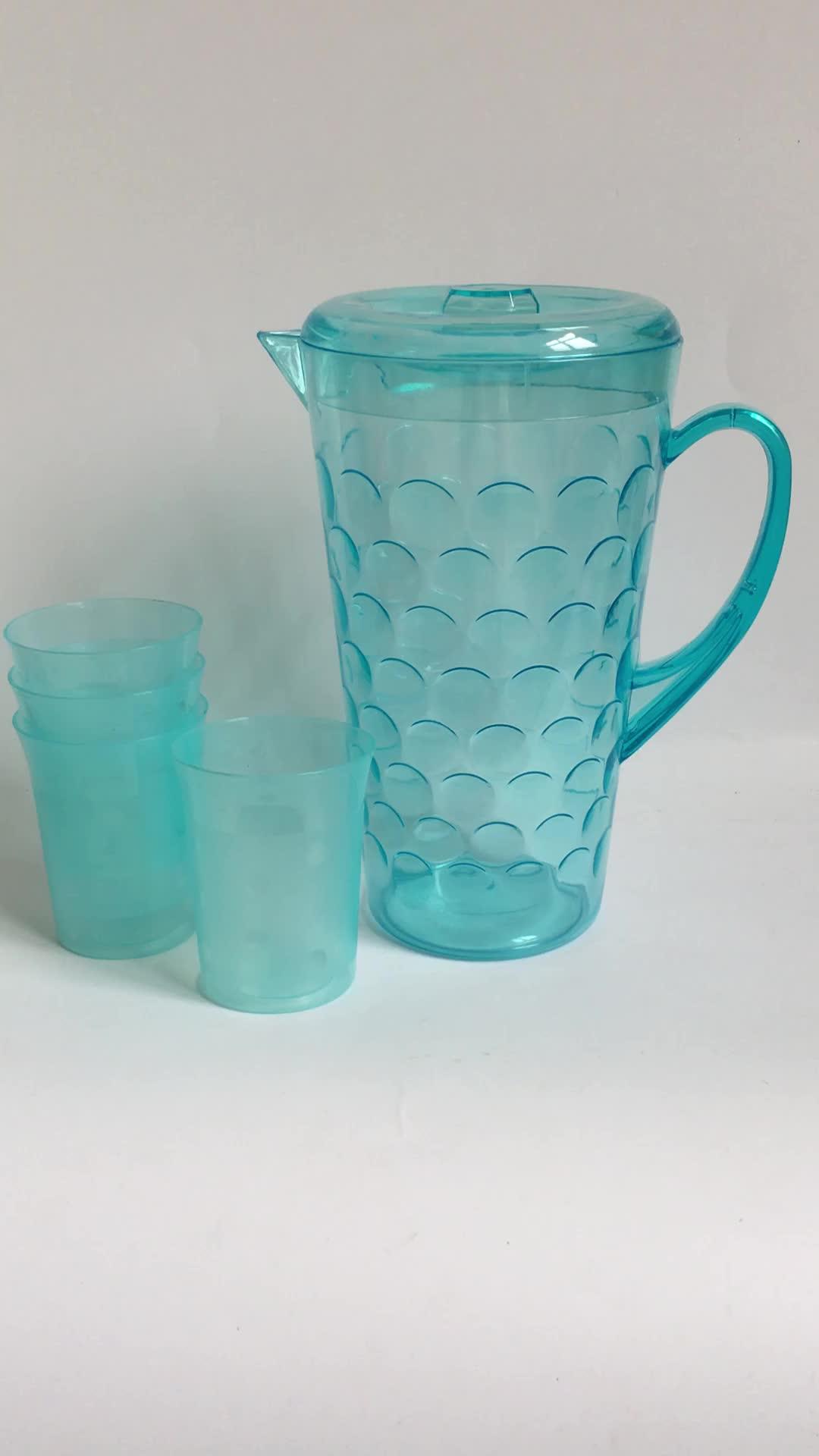 2.5l Clear Crystal Cold Plastic Water Pitcher/jug With Cups In Set