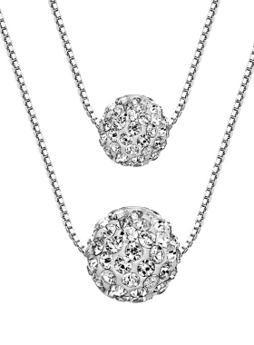 双层个性百搭钻球新娘晚礼服项链