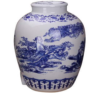 景德镇陶瓷酒坛瓷泡酒坛子青花瓷酒缸大口 50斤装酒罐带龙头酒瓶