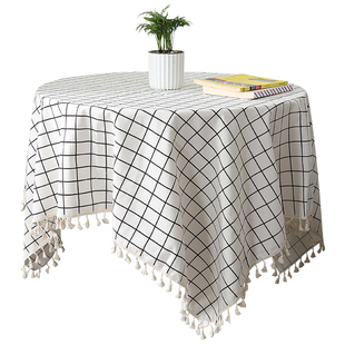 书桌桌布韩式卧室文艺田园棉麻布艺正方形拍照宿舍餐桌布茶几台布