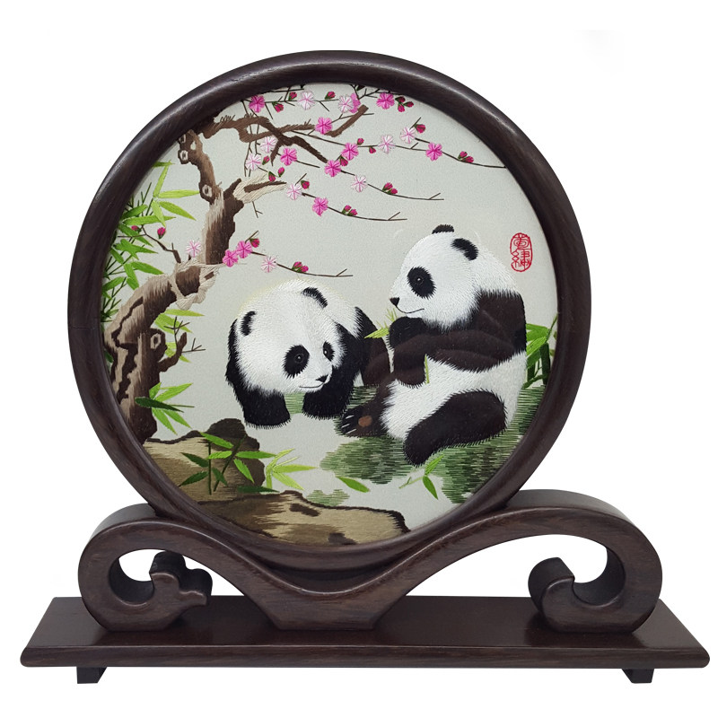 熊猫兰花梅花手工绣包邮成都蜀绣
