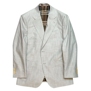 春夏浅灰绿宽驳头扣贴袋量身定做西装客亚麻单西上衣上海杭州宁波