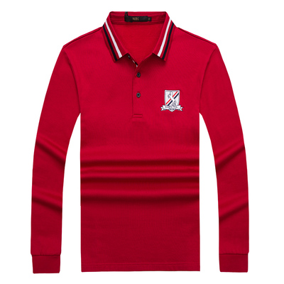 全棉保罗本命年大红色长袖t恤