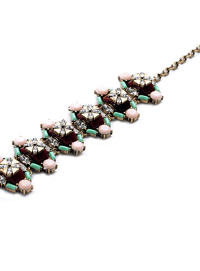 黑色宝石百搭欧美风花朵镶钻手链