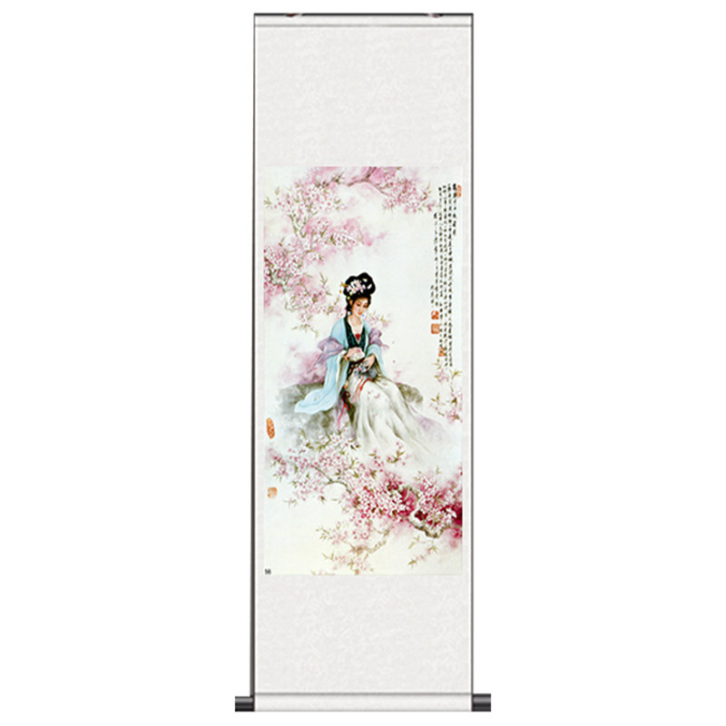 金陵十二钗之林黛玉葬花图唯美丝绸卷轴挂画风水字画茶楼包厢字画