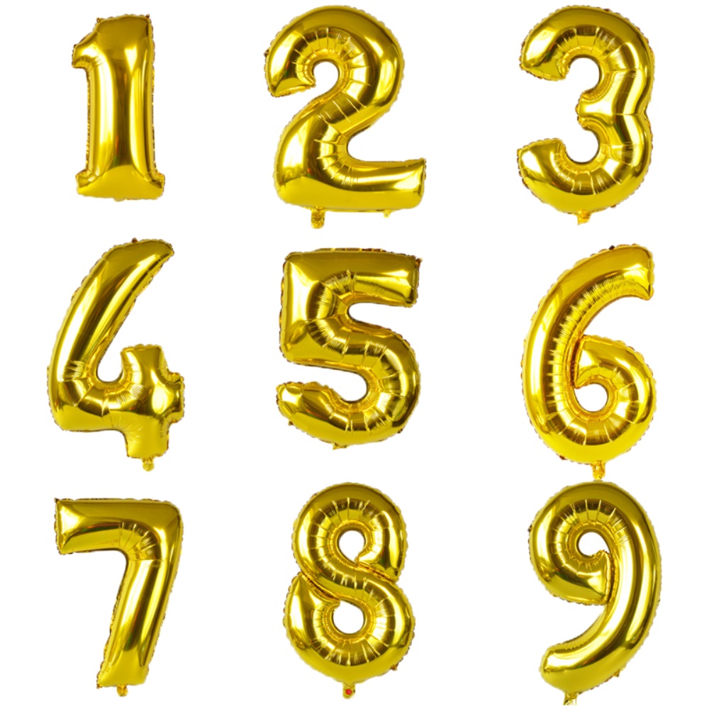 金色鋁箔汽球婚禮祝壽生日派對結(jié)婚布置裝飾用品0-9數(shù)字鋁膜氣球