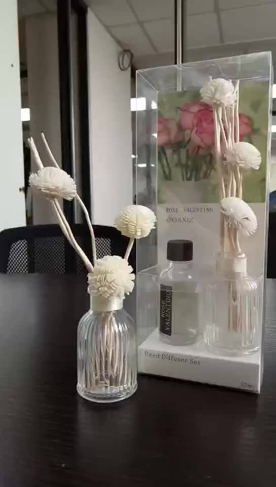 Natural Flower Stick Reed Diffuser,30ml Glass Rattan Reed Diffuser Gift