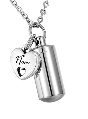 欧美热销亲人毛发骨灰圆柱项链