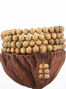 念珠绿檀佛珠檀香木女颗手串项链