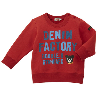 MIKIHOUSE圈圈棉卫衣DoubleB小黑熊字母卡通印花保暖男女童