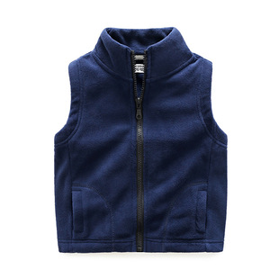 儿童摇粒绒马甲男童女童加绒背心男孩6黄色3马夹4幼儿园5灰绿7岁8