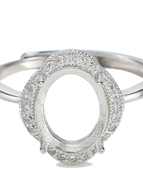 925银戒指空托金蜜蜡18K戒托