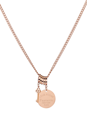 14k金圆牌百搭长款挂件毛衣链