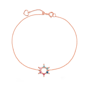 周大福SOINLOVE彩虹系列18K玫瑰色金镶碧玺手链VV90