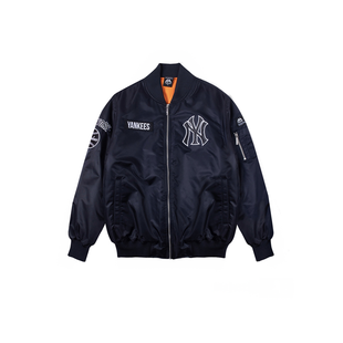 中国台湾MLB 洋基队 冬款 男士棒球服夹棉修身夹克刺绣标拉链外套