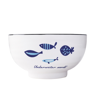 碗碟套装家用4人简约北欧风餐具6人创意日式陶瓷碗盘小鱼碗具组合