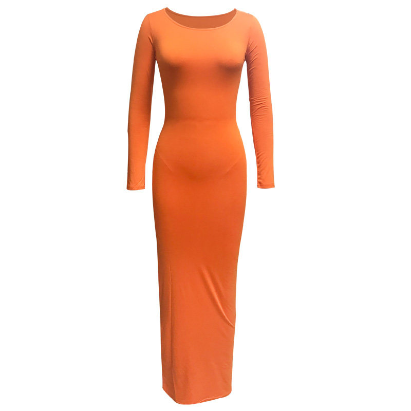 Casual Bodycon Elastic Women Dresses Slim Maxi Dress紧身长裙
