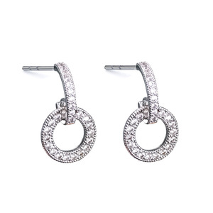 联合格韩国优雅圆圈长款气质耳钉女百搭个性耳环日韩925银针耳饰