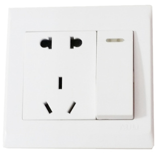 泰力带开关按钮的插座一开五孔插座1开五孔镜面开关面板家用