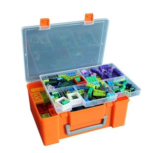 手提lego双层收纳盒乐高培训班教具整理盒工具箱无人机电子零件盒