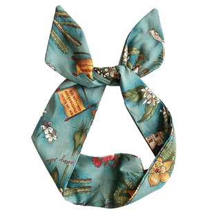 韩版原创设计超宽仙人掌印花铁丝发带打结兔耳朵发箍个性潮人头饰