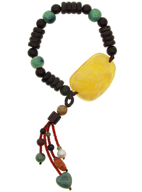 承李李中国风 波罗地海鸡油黄蜜蜡原矿松石爆款 轻奢手链女