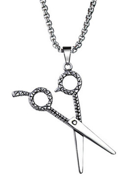 发型师剪刀霸气风钛钢吊坠项链