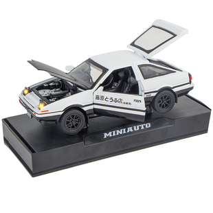 仿真头文字藤原拓海ae86奥拓模型车声光小号合金车模惯性回力汽车
