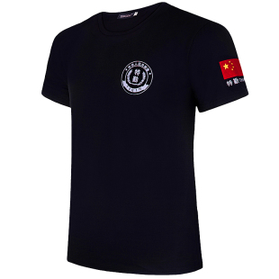 速干保安服短袖夏装男透气纯棉体能训练衫圆领半袖作战衫工作服黑