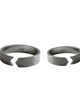 定制刻字拉丝箭头开口戒指情侣