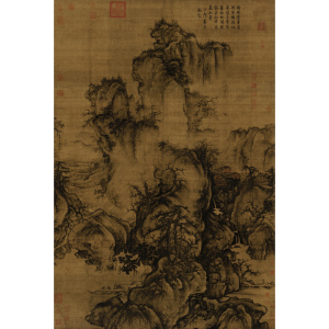 1:1北宋 郭熙 早春图 绢本中国山水画临摹范本超高清艺术微喷