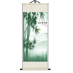 绿竹画国画花鸟画客厅装饰画竹子挂画玄关风水画招财礼品竹子壁画