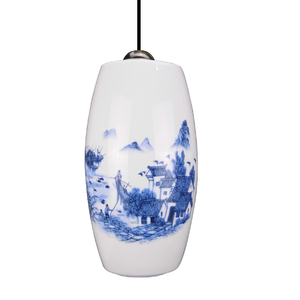 中式景德镇薄胎陶瓷灯具客厅餐厅过道卧室书房过道结婚青花瓷吊灯