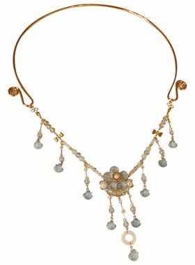 原创古典璎珞淡蓝色仙女汉服配饰