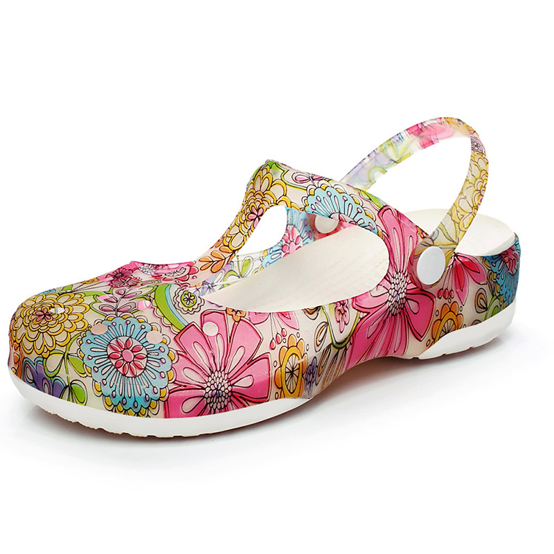 2025新款夏季洞洞鞋女平底凉鞋女防滑沙滩鞋海边厚底包头拖鞋外穿