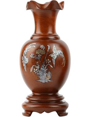 实木插花器中式风新婚礼物工艺品