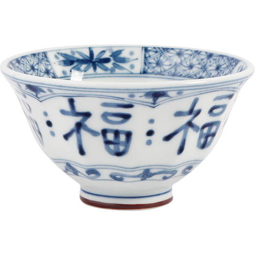 蓝莲花复古日本进口福字餐具家用陶瓷碗盘钵碗套装盘子饭碗拉面碗